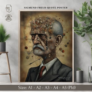 Sigmund Freud Quote Poster: Surreal Psychology Art (Digital Download)