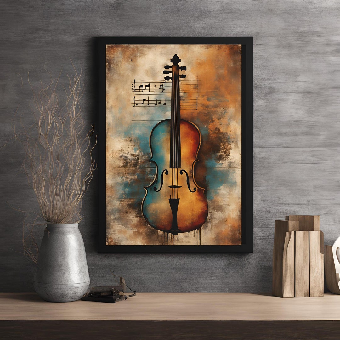 Vintage Violin Digital Poster, Rustic Violin Art Print, Vintage Musical ...