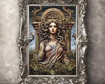 Medusa Portrait Art Print: Greek Mythology Wall Decor (Digital Download)