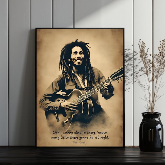 Bob Marley Vintage Portrait Art Print: Reggae Music Poster