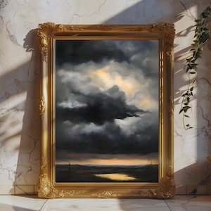 Dark Clouds Digital Poster, Moody Sky Wall Art, Stormy Atmosphere Art, Dark Cloud Art, Nature inspired art, Gothic Decor, Dark Academia Art
