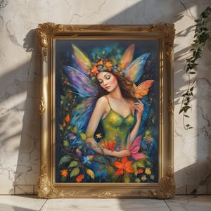 Fantazyjny plakat z wróżkami - idealny do wystroju pokoju dziecięcego inspirowanego wróżkami, plakat z wróżkami, wystrój pokoju dziecięcego z wróżkami, plakaty z wróżkami, sztuka leśnych wróżek