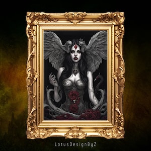 Lilith Gothic Art Poster: Dark Mystical Decor (Digital Print)