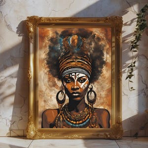 Afro Woman Digital Poster, Black Woman Art Print, Ethnic Wall Art, Boho Wall Art, African Art, Black Girl Poster, Black Girl Wall Art