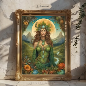 Mother Earth Gaia Art Print, Greek Goddess Nature Spirit Poster, Gaia Art Print, Mother Earth Wall Art, Greek Gooddess Poster, Gooddess Art