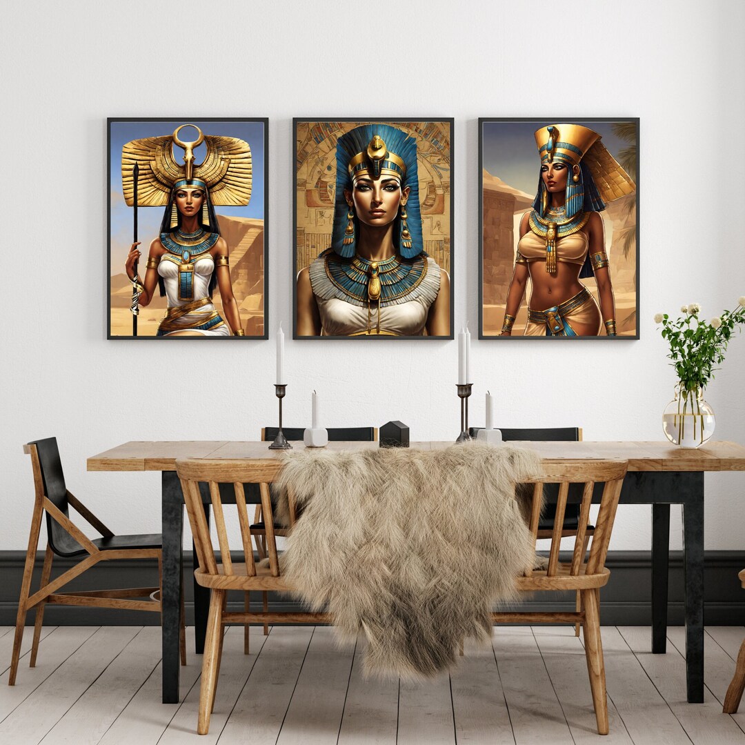 Egyptian Art Prints Set of 3 Egyptian Goddess, Ancient Poster, Ancient