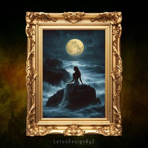 Siren Art Print, Siren Wall Art, Dark Academia, Mermaid Art, Full Moon Art, Coastal Art, Siren Poster, Siren Wall Art, Siren Artwork