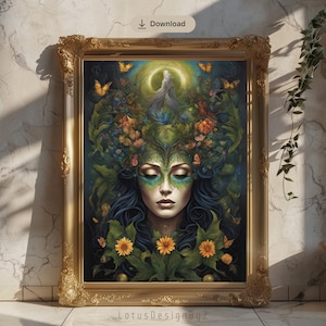 Mother Earth Gaia Art Print, Greek Goddess Nature Spirit Poster, Gaia Art Print, Mother Earth Wall Art, Greek Gooddess Poster, Gooddess Art