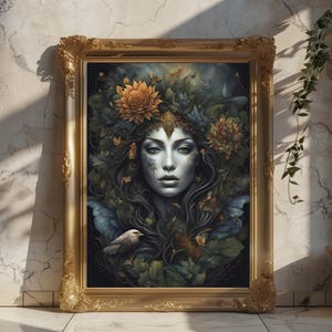 Gaia Nature Goddess Poster: Botanical Mythology Art (Digital Download)