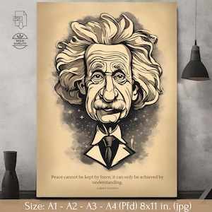 Einstein Quote Vintage Digital Poster, Educational inspiring quotes, intellectual Gifts, Einstein Art, Scientist Artwork, Genius wall Art