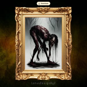 Gritty Horror Creature Art Print: Gothic Macabre Wall Decor (Digital Download)