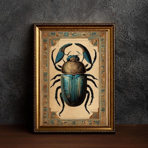 Vintage Scarab Beetle Art Print: Egyptian Symbol Poster (Digital Download)