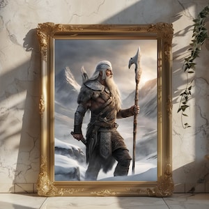 Impressão artística de guerreiro viking nórdico: decoração Valhalla (download digital)
