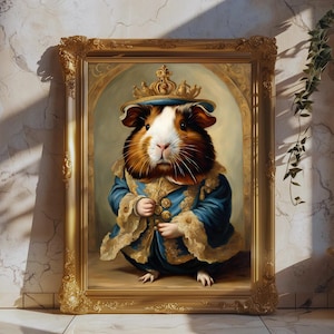 Victorian Guinea Pig Digital Poster, Guinea Pig Wall Art, Regal Animal Art, Aristocratic Guinea Pig Art, Guinea Pig Print Gift, Pet Painting