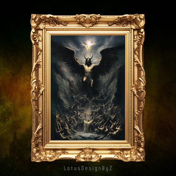 ルシファーの陥落ゴシックポスター：ダークエンジェルアート（デジタル