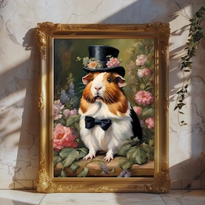 Aristocratische poster met cavia-olieverfschilderij (digitale download)