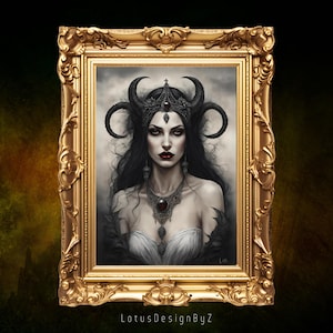 Lilith Art Print: Gothic Dark Fantasy Portrait (Digital Download)