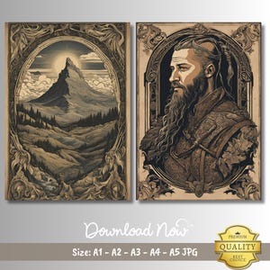 Ragnar Lothbrok Vintage Viking Poster: Norse Mythology Art (Digital Download)