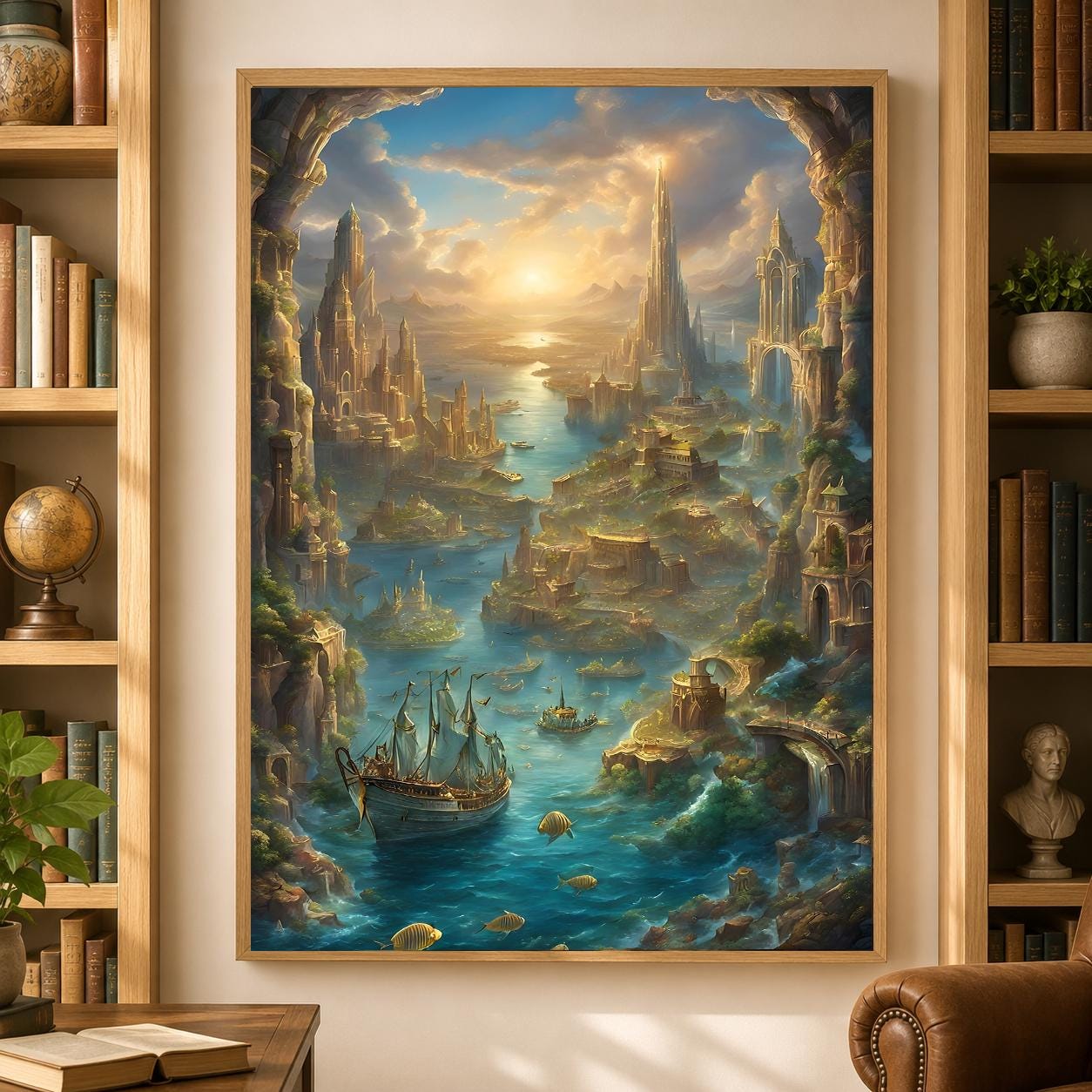 Atlantis Wall Art, Lost City Print, Ancient Island Kingdom Fantasy