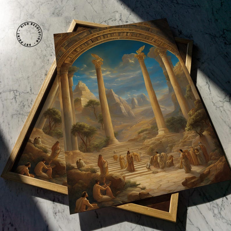 Ancient Thebes Wall Art, Greek Mythology Print, Classical Temple Ruins Decor image 7