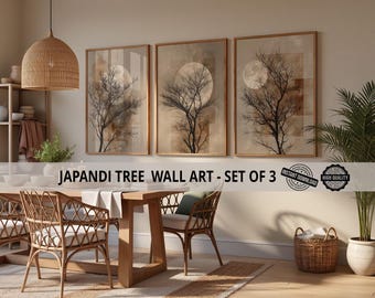 Japandi Tree Print Set, Minimalist Zen Decor (Digital Download)