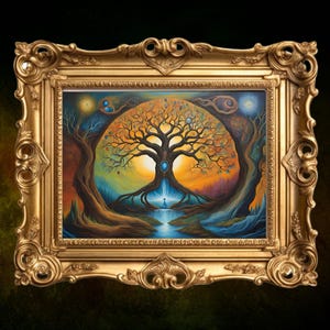 Tree of Life Yggdrasil Poster, Tree Decor, Cosmic Tree Art, Tree of Life Print,  Yggdrasil Painting, Tree of Life Wall Art, Psychedelic Tree