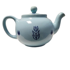 1950s Cronin Pottery Blue Tulip Lidded Teapot