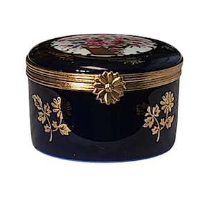 Caja de baratijas vintage con motivos florales de Limoges Castel
