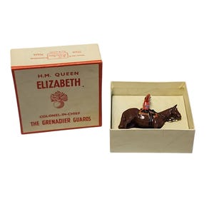 1950s Queen Elizabeth II Metal Grenadier Guards Figurine