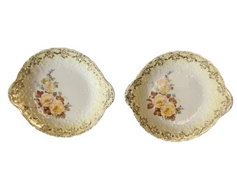 Conjunto de travessas de servir Rose of Sharon da Leigh Potters, década de 1920 - um par