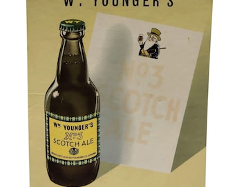 Rzadki angielski szyld reklamowy pubu Wm. Younger's No.3 Scotch Ale z 1960 roku