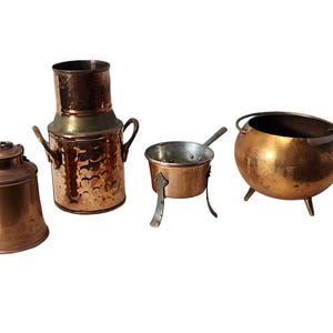 19th Century Miniature Copper Cookware Set of Four