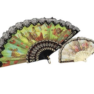 Pair of Vintage Spanish Flamenco Hand Fans