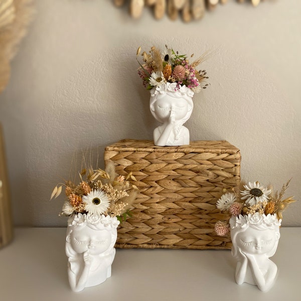 Blumenmädchen aus Raysin, Blumentopf, Pflanzköpfe Keramik