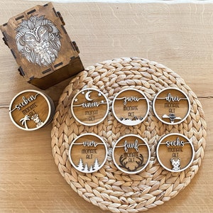 Meilensteinkarten aus Holz, personalisiert, Geschenkbox, Meilensteinkarten Baby, Geschenk, Geburt, Babyparty