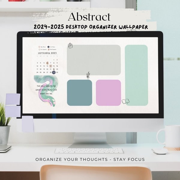 Abstract 2024 2025 Desktop Organizer Wallpaper Folder Icon Set Mac Pc