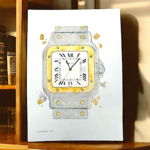 Cartier Armbanduhr in Aquarell- handgemalt
