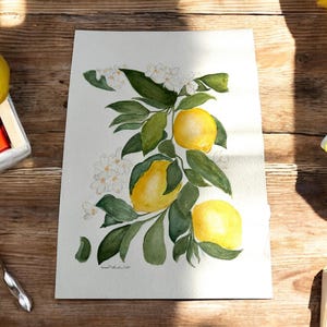 Sunlit lemons - hand-painted watercolor