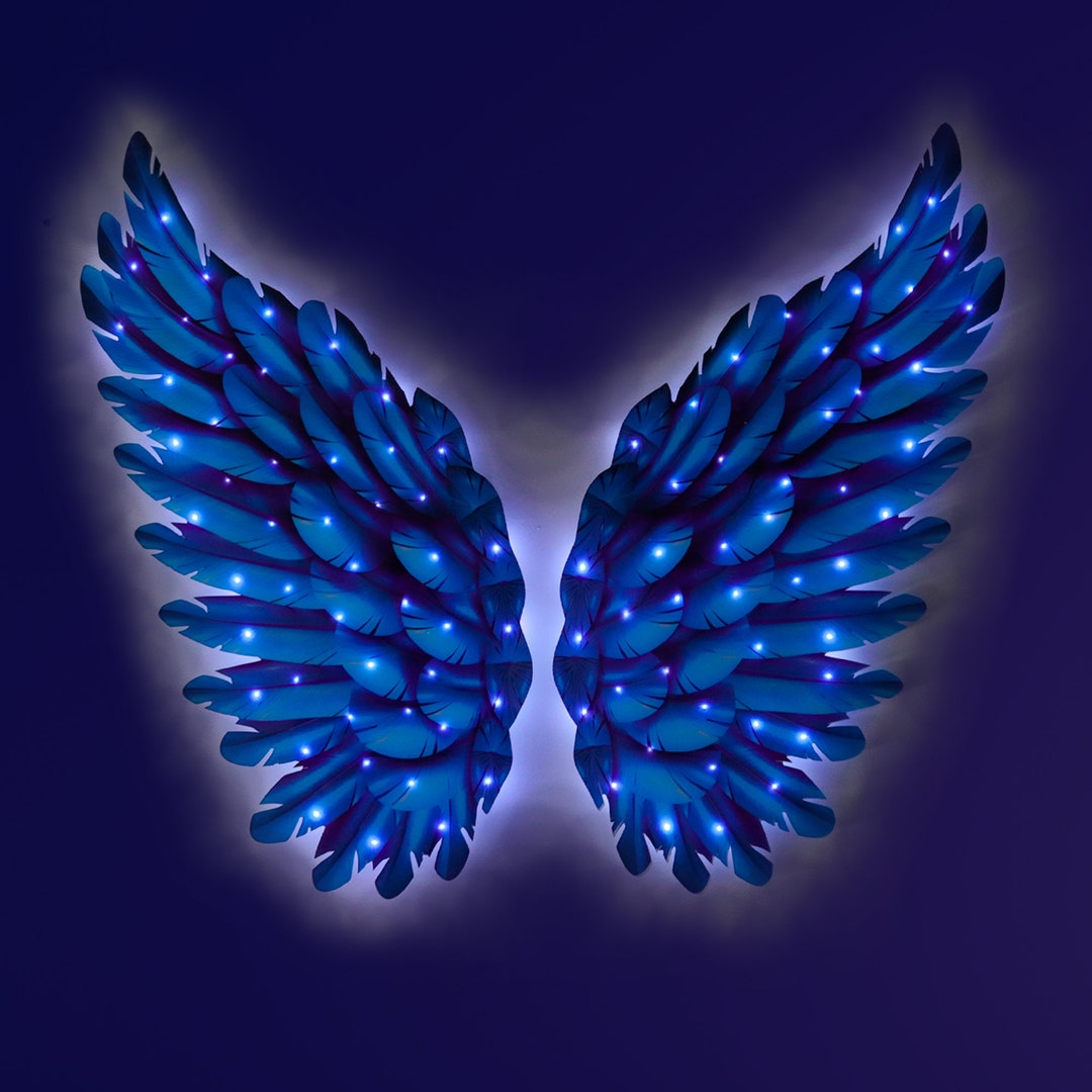 Customizable Blue Wings Wall Hanging, Angel Wings Decor, Living Room
