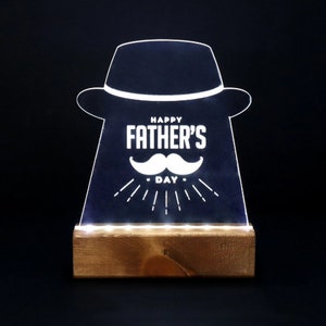 Fedora Lamm, Sombrero Light Night, individuelles Dady Geschenk, alles Gute zum Vatertag, personalisiertes Tischlicht, Neujahrsgeschenk für Väter
