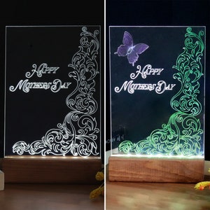 "Happy Mother's Day" -geschriebene Tischlampe, besonderes Geschenk für Mutter, Muttertagsgeschenk, Weihnachtsgeschenk für Oma, spezielles Design Nachtlicht