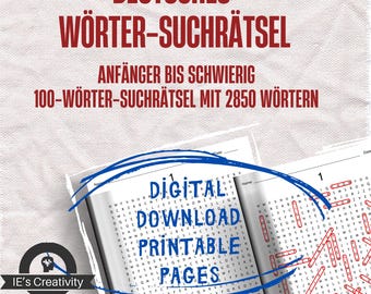 Wortsuchrätsel Deutsch: Anfänger bis Schwierig (PDF Download)