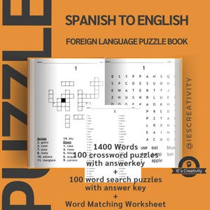 Spanisch Englisch-Lernpuzzles: Kreuzworträtsel, Wortsuche, Sudoku (Digital PDF)