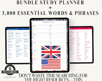 Paquete de aprendizaje de inglés: Planificador de estudio y 3000 frases esenciales