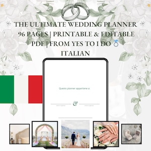 Italienischer eleganter Hochzeitsplaner PDF zum selbst ausdrucken | 96 Seiten Braut-Organizer | Gästeliste, Budget, Checklisten, Honeymoon, Bride kit Verlobung