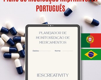 Planificador de seguimiento de medicamentos en portugués: Diario de salud (PDF)
