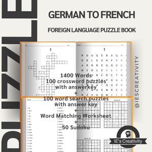 German to French Puzzle Book: Crosswords, Word Search, Sudoku (Digital Download)