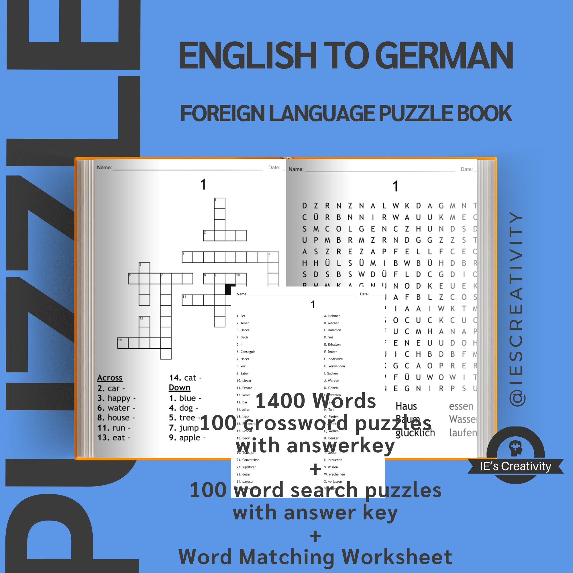 Englısh to german printable crossword and word search, 750 words ...