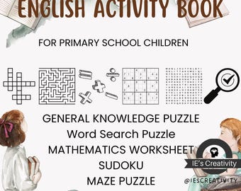 Libro de rompecabezas para niños: crucigramas, sopas de letras, sudokus y laberintos - 479 páginas