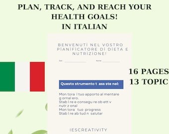 Planificador de dieta y nutrición italiano / Seguimiento de salud imprimible (PDF)